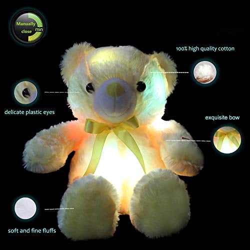 sofipal osos de peluche led animales de peluche, lindo oso amarillo resplandor oso juguete sofipal sofipal