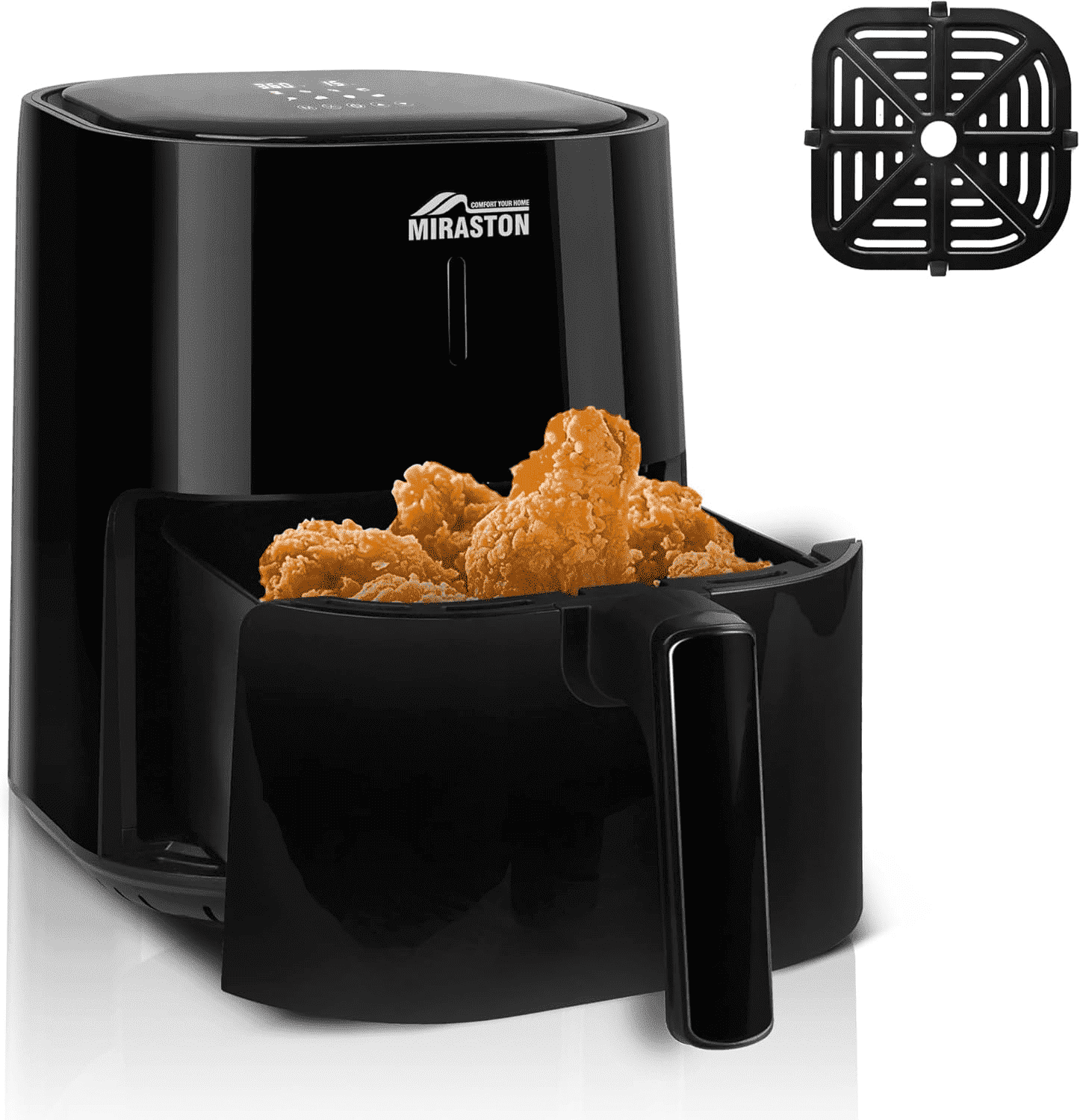 Miraston 4.5QT Compact Digital Air Fryer, 8-in-1 (Air Fry, Roast, Broil, Bake, Reheat, Keep Warm, Pizza, Dehydrate), Touchscreen Display, Nonstick