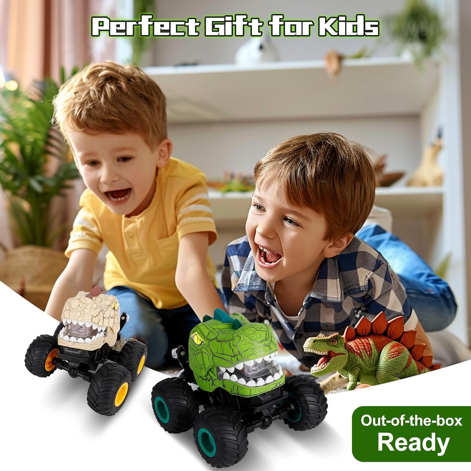 + Runtime Dinosaur Stunt Monster Truck Toy, All Terrain DinDrefirsa Remote Control Dinosaur Car for Boys, 50minosaur Toy for Kid Birthday Gift (Blue)