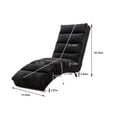 thumbnail image 7 of Modern Recliner Chaise Chair, Upholstered Linen Chaise Lounge Indoor Chair with Metal Legs and Side Pocket, Massage Long Lounger Lazy Sofa Chair with Backrest for Bedroom Living Room, Black, 7 of 7