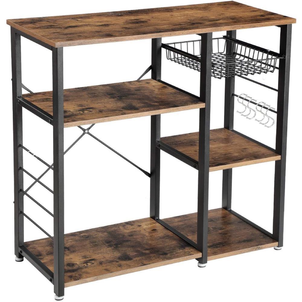 SalonMore Bakers Rack, Kitchen Utility Storage Shelf, Microwave Oven Stand Table, Microwave Cart, Coffee Bar Table, Multi-purpose Workstation, Kitchen Organizer, Rustic Brown - image 1 of 7