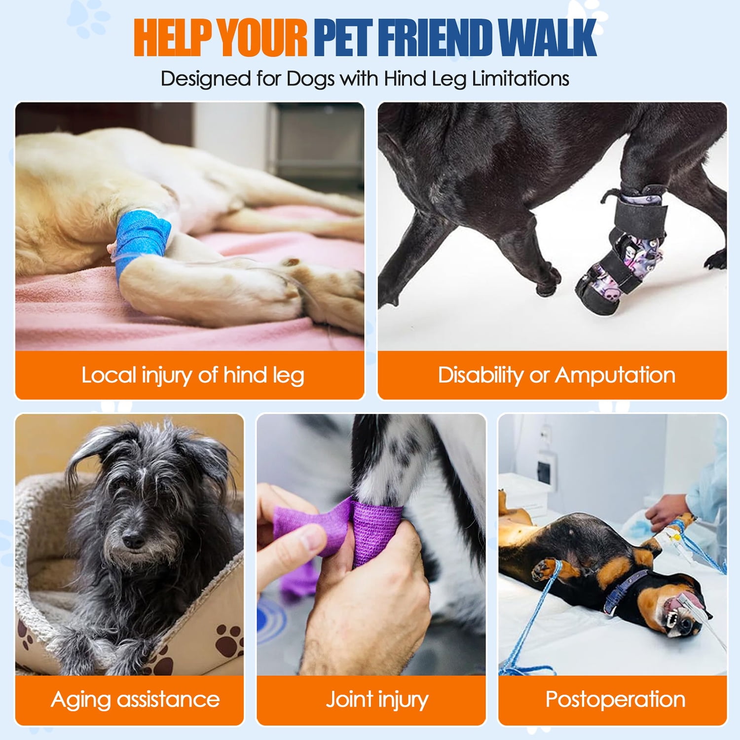 AUTOWT Dog Lift Harness - Hind Leg Support for Medium and Large Dogs, Adjustable Lift Aid for Elderly, Injured, or Arthritic Pets Recovering from Surgery or Mobility Issues