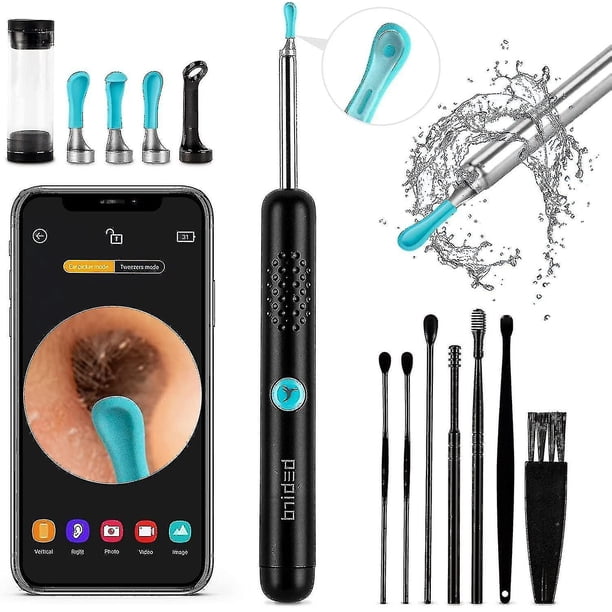 Cámara de herramienta de eliminación de cera para oídos - R1 Limpiador de oídos anticaída actualizado con cámara, otoscopio inalámbrico con cámara de oído impermeable de 1080p HD, cerumen