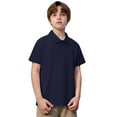 thumbnail image 2 of Tfken Tee For Boys Toddler Relaxed Fit Summer Solid Color Tops Short Sleeve Lapel Neck Dark Blue T-Shirts Size 6-7 Years, 2 of 5