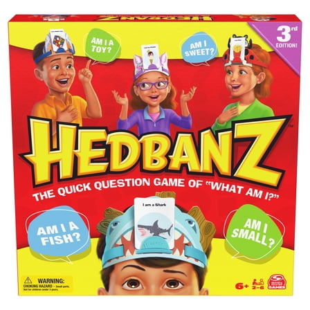 Spin Master Games, Hedbanz 3rd Edition with New Cards & Headbands, Picture Guessing Card Game, Quick Questions & Fast Fun, Easy to Play for Family & Kids, 2-6 Players, for Ages 6 & Up