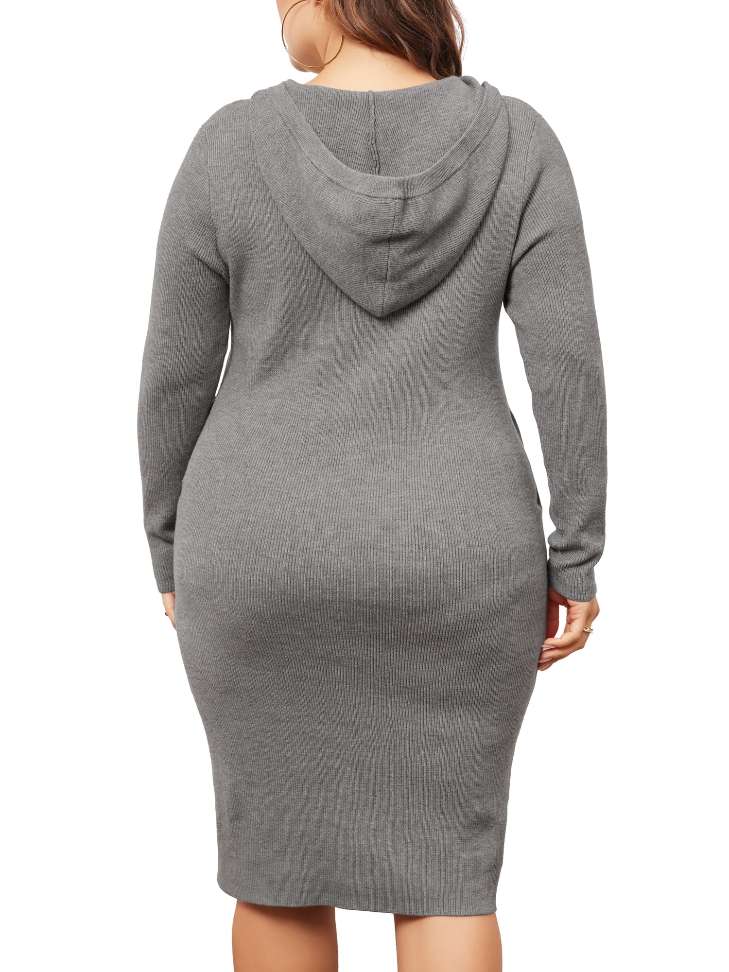 DARING DIVA Plus Size Women Fall Sweater V Neck Knit Pullover Dress 4X Grey