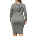 thumbnail image 3 of Agnes Orinda Plus Size Sweater Dress for Women Long Sleeve Hooded Midi Dresses 3X Grey, 3 of 6