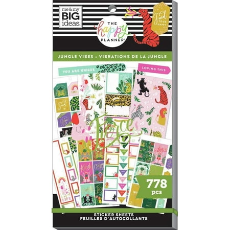 UPC: 0673807639348 | The Happy Planner Sticker Value Pack – Planner Accessories – Jungle Vibes Theme – Multi-Color – Great for Planning  Project & Scrapbooking – 30 Sheets  778 Stickers