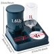 thumbnail image 3 of Juego de dispensador de agua con comedero automático para gatos, alimentador de agua y comida para mascotas automático inclinado 2 en 1, alimentador de alimentos por gravedad y bebedero,Blue, 3 of 7
