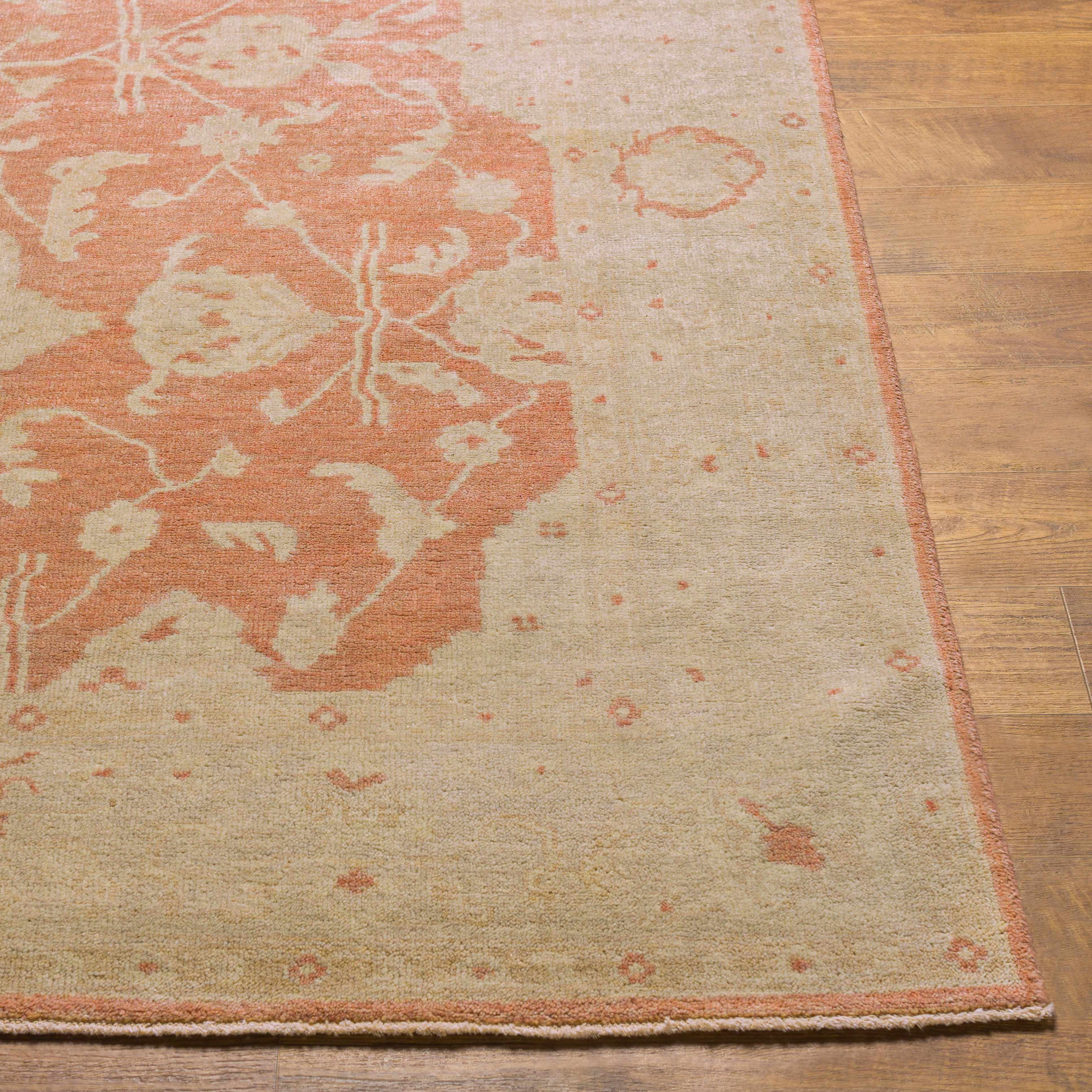 Hauteloom Seney Wool Living Room, Bedroom Area Rug - Traditional - Beige, Dusty Pink, Light Gray - 10' x 14'