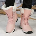 thumbnail image 2 of Hiking Snow Boots for Women Waterproof High Top Lace up Thickened Warm Plush Lace up Winter Outdoor Antislip Mid Calf Booties Pink Size 9.5, 2 of 7