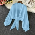 thumbnail image 7 of Abomasnow Women's Tie Front Tops Bow Sheer Lantern Long Sleeve Blouse Fashion Spring Summer Outfits 2025, 7 of 7