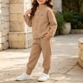 thumbnail image 5 of WAVSUF Girls Fall Fleece Sets 2 Piece, Long Sleeve Zipper Sweatshirts and Joggers Winter Warm Casual Outfits Brown 3, 5 of 7