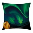 thumbnail image 1 of Northern Lights Throw Pillow Cushion Cover, Psychedelic Sky on Nordic Camping Radiant Energy Image, Decorative Square Accent Pillow Case, 18 X 18 Inches, Forest Green Blue Earth Yellow, by Ambesonne, 1 of 2