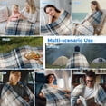thumbnail image 5 of Blue Brown Plaid Cooling Blanket, Lightweight Breathable Summer Throw Blanket with Double Sided Cold Effect,Vintage Abstract Stripes Lattice Picnic Beach Blankets Bed Sheet for Hot Sleepers 30"x40", 5 of 8