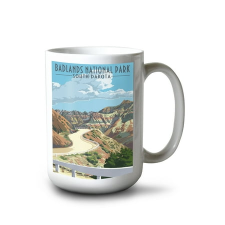

15 fl oz Ceramic Mug Badlands National Park South Dakota Road Scene Dishwasher & Microwave Safe