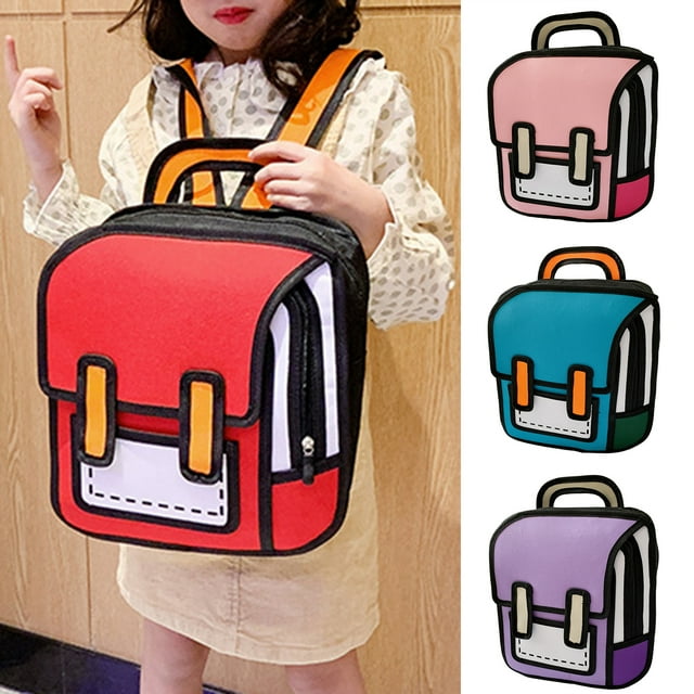 Student Backpack Cute Cartoon Large Capacity Waterproof Adjustable Strap Smooth Zipper Book Storage Unisex 2D Drawing Girls Boys Daypack Travel Rucksack for Daily Use