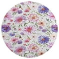 thumbnail image 3 of Floral Colorful Flower Soft Bedroom Round Area Rug, Washable Cute Nursery Circle Throw Mat, Non-Slip Contemporary Small Low Pile Floor Carpet for Dorm Bedside, 3 of 6