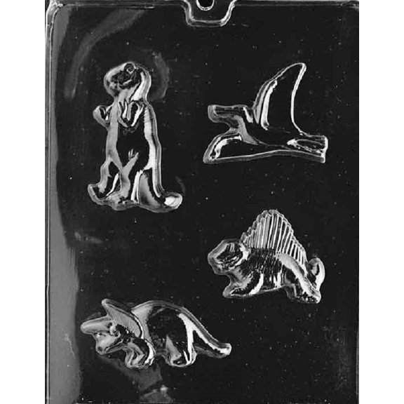 Grandmama's Goodies A104 Four Dinosaur Chocolate Candy Soap Mold with Exclusive Molding Instructions