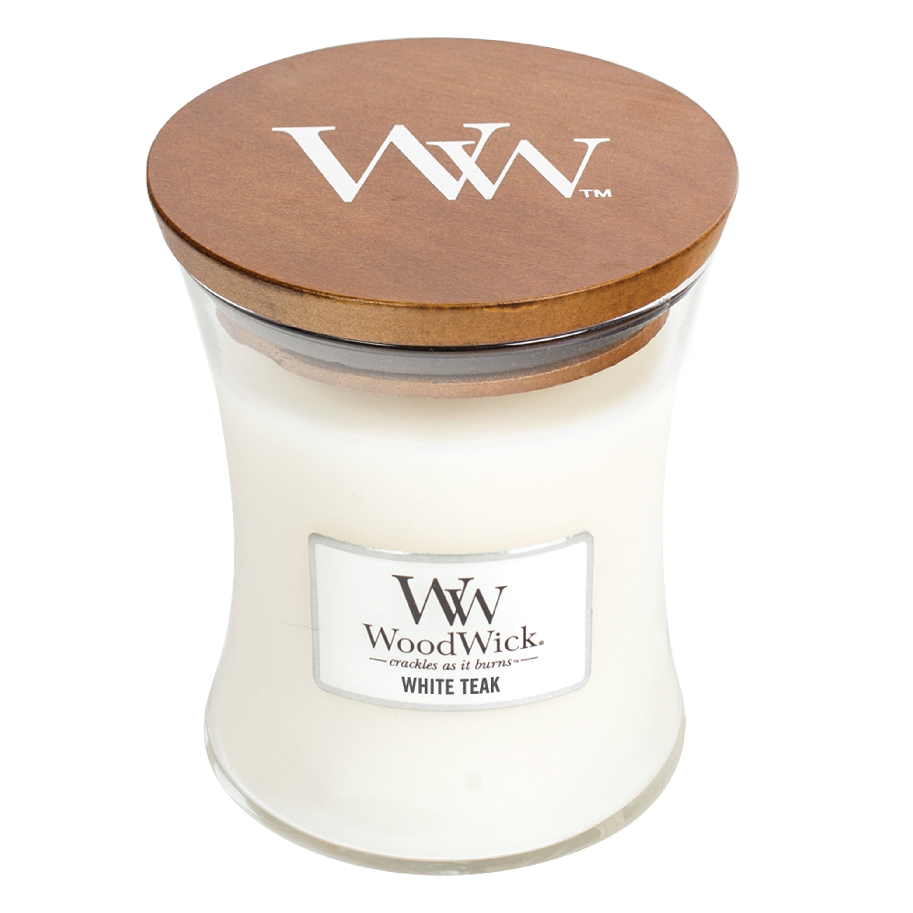 WoodWick Medium Hourglass Candle, White Teak