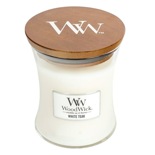 WoodWick Medium Hourglass Candle, White Teak