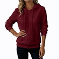 thumbnail image 5 of Tqcoqu Women's Cable Knit Textured Pullover Hoodie,Drawstring Hood Long Sleeve Loose Casual Sweatshirt Tops For Fall Winter,Wine Women's S-XXL, 5 of 7