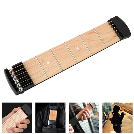 Jazz Guitar Exercises - EEEkit Pocket Guitar Practice Strings Tool Gadget 6 Fret Portable Finger Guitars Trainer Exercise Chord (Black)