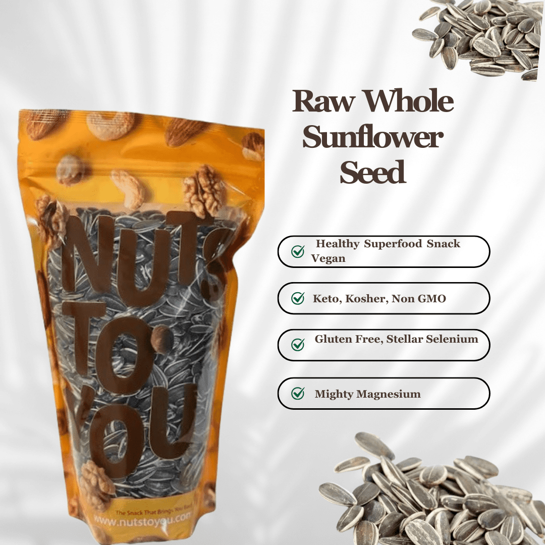4LB Raw Whole Sunflower Seed in Shell by Nuts to You | Essential Vitamins & Minerals | Healthy Superfood Snack