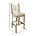 thumbnail image 2 of Montana Collection Barstool w/ Back, Clear Lacquer Finish, Ergonomic Wooden Seat, 2 of 7