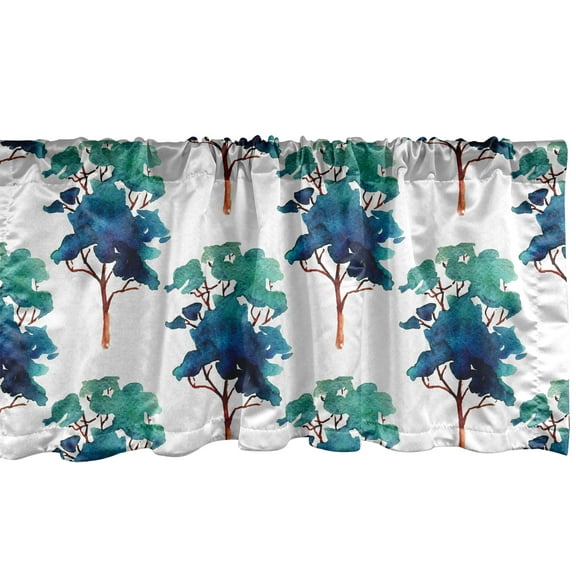 Ambesonne Forest Valance Pack of 2, Aquarelle Trees Pattrern, 54"X18", Blue Seafoam and Cinnamon