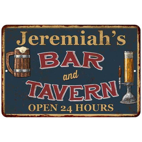 Jeremiah's Green Bar & Tavern Gift Rustic Sign 8 x 12 Matte Finish Metal 108120047906
