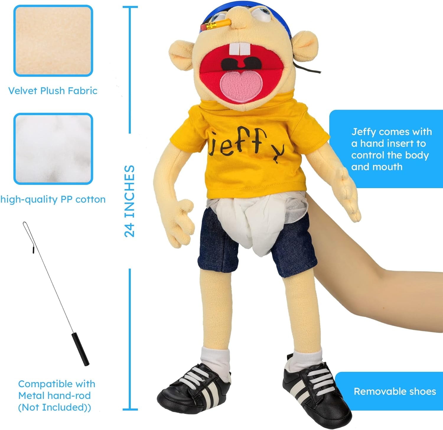 Jeffy Puppets Sml Toys For Boys Handmade Jeffy Puppets, Plush Fabric, 23 Inch Handmade Jeffy Puppets Kids Toys