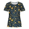 thumbnail image 5 of JTZGDY Womens Summer Tops 2025 Trendy Boho Floral Printed Short Sleeve Button V Neck Henley T Shirts Casual Dressy Loose Pleated Basic Graphic Tunic Blouse Black#06 M, 5 of 5