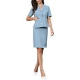 thumbnail image 4 of INSPIRE CHIC 2 Piece Suit Skirt Sets for Women Business Short Sleeve Blazer and Pencil Skirts Formal Office Casual Outfits M Blue, 4 of 6