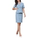 thumbnail image 4 of Conjunto de falda de 2 piezas Inspire Chic para mujeres, blazer de manga corta y faldas lápiz, atuendos formales de oficina casuales, L azul, 4 of 6