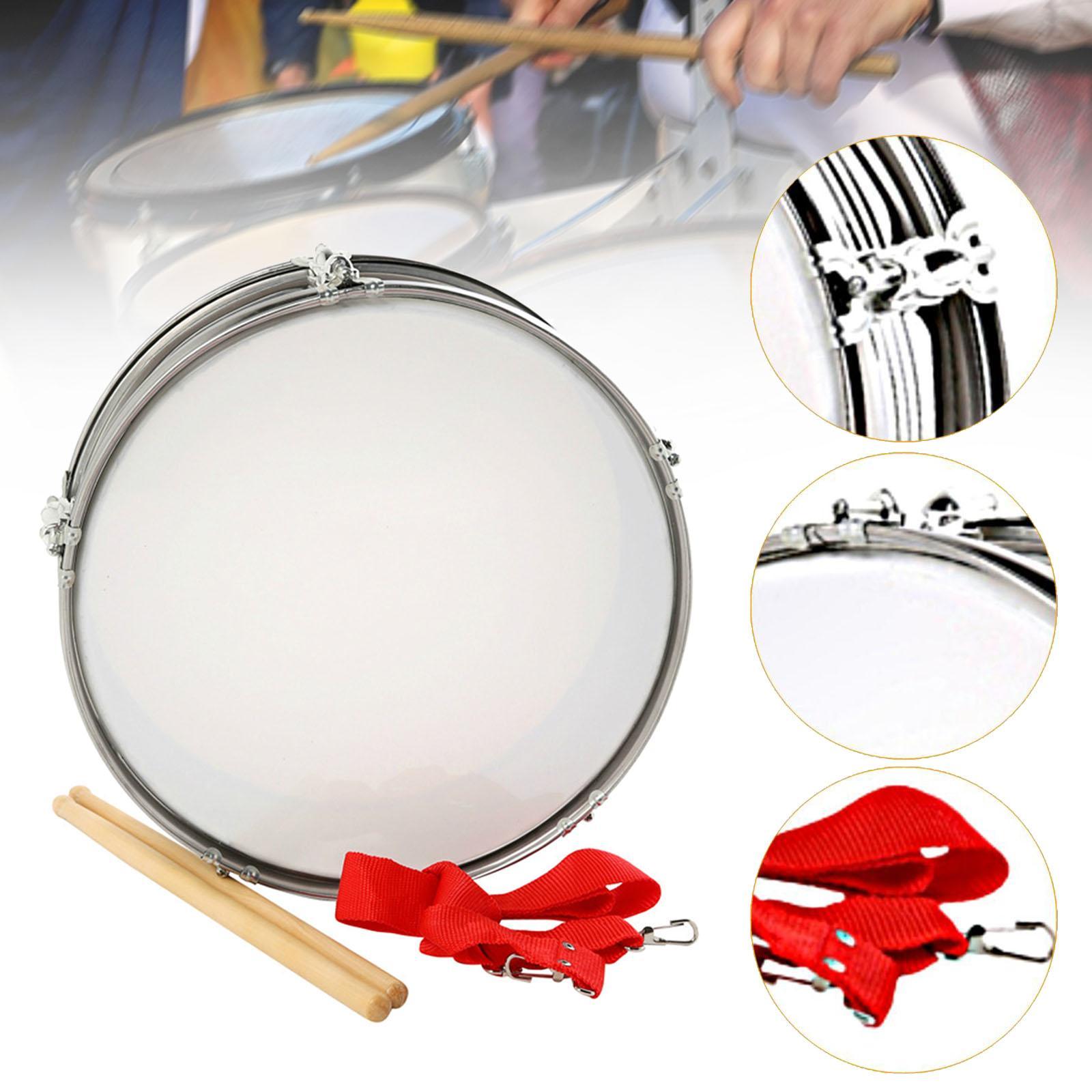 Snare Drum Hand Drum Drumsticks Marching Stainless Steel 13 Inch for Beginners School Band Practice