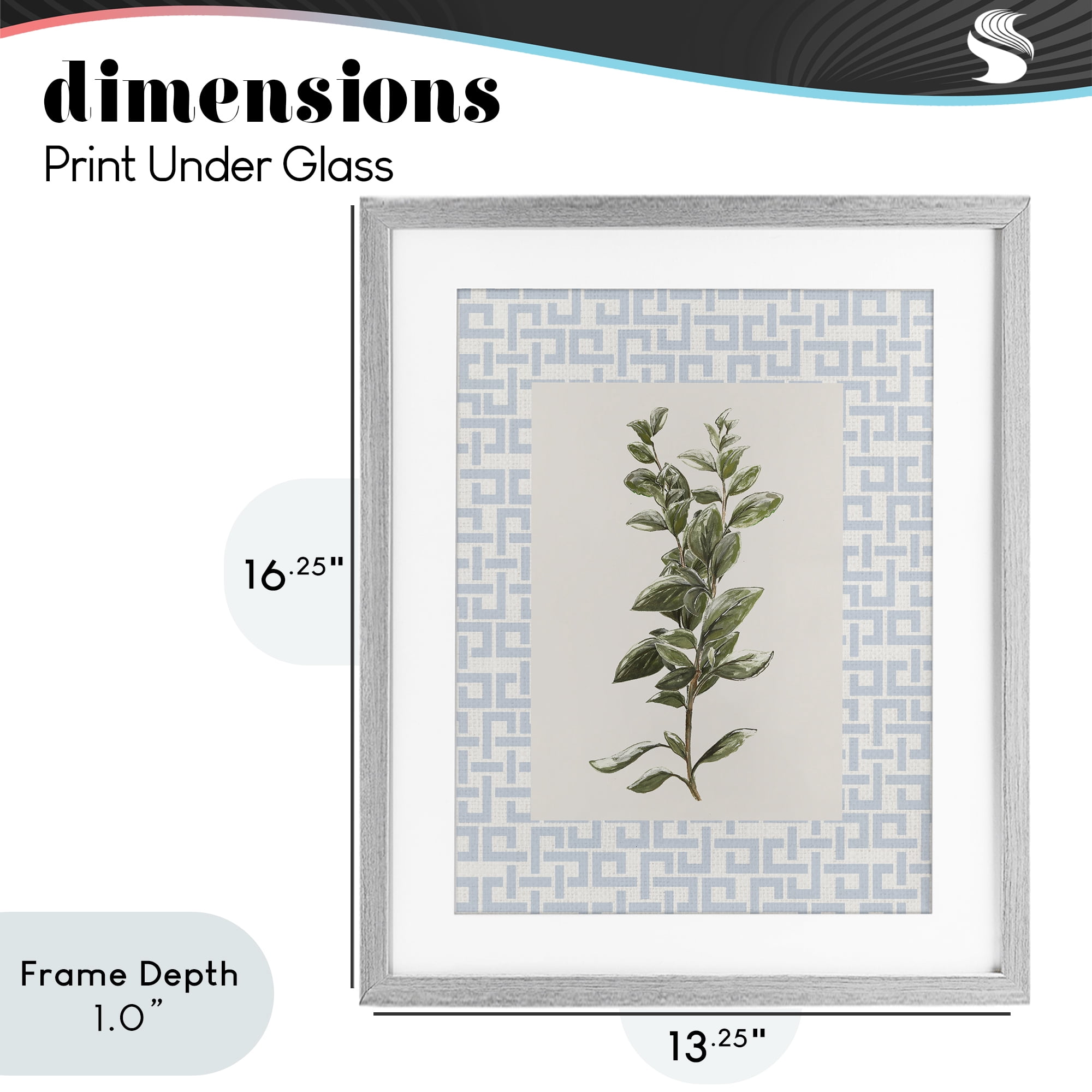 Stupell Industries Fresh Herb on Geometric Gray Framed Print Under Glass, design by Diannart