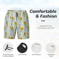 thumbnail image 3 of Yiaed Blue White Striped Sunflower Print Mens Swim Trunks Bathing Suit Compression Liner Beach Swim Shorts Swimwear Quick Dry Zipper Pocket No-Chafing Board Short-XX-Large, 3 of 6