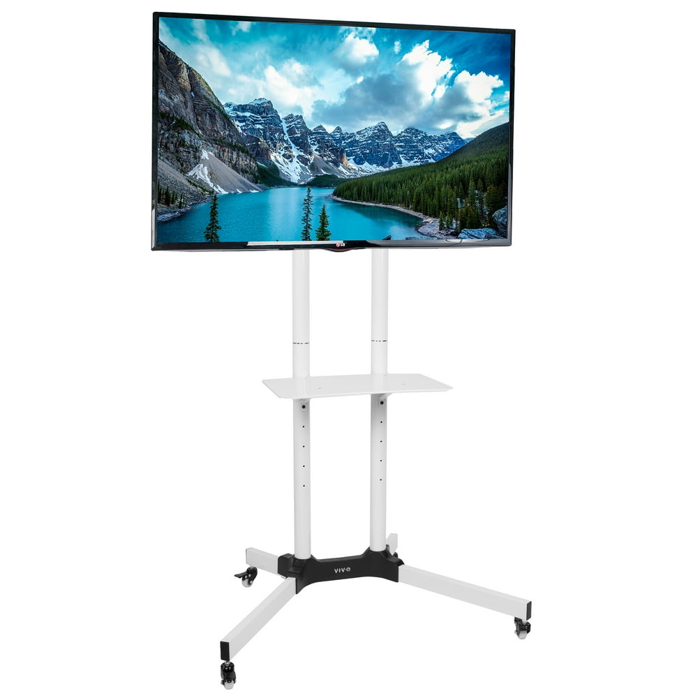 VIVO White Mobile TV Cart for 32" to 65" LCD LED Plasma Flat Panel