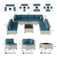 thumbnail image 7 of MRUAKA 9 Pieces Patio Conversation Set, Outdoor Sectional PE Rattan Wicker Furniture Seat,Peacock Blue, 7 of 7