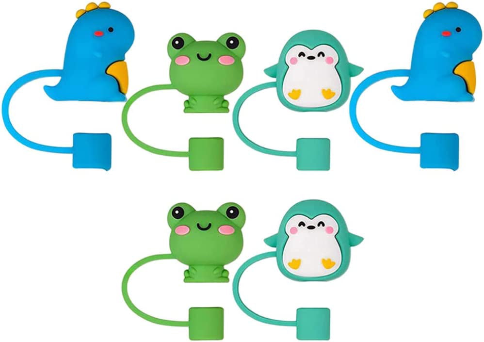 8pcs Animals Straw Tips Cover Reusable Cute Frog Straw Toppers Straw Cover  Plugs for Drinking Straws Party Straw Caps Decoration 