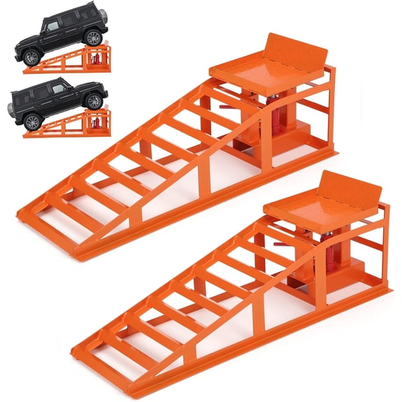 Yesurprise 5 Ton Hydraulic Car Ramps (2 Pack) Adjustable Steel Lift Height 11.61"-16.21" for Trucks Trailers SUVs