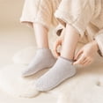 thumbnail image 6 of Winter Fuzzy Crew Socks for Women Men LSQii Autumn Winter Coral Short Ankle Socks with Non-Slip Silicone Dot Grip Plush Slipper, Light Ashy ,Soft Warm Thermal Home Floor Loungewear, 6 of 7