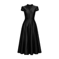 thumbnail image 7 of Short Sleeve Formal Dress Elegant Bodycon Ruched Cocktail Wedding Guest Dresses for Women Fall Black XL, 7 of 7