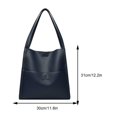 thumbnail image 2 of Bolso de mano informal para mujer, bolso hobo grande con cremallera, bolso comprador de cuero (azul), 2 of 5