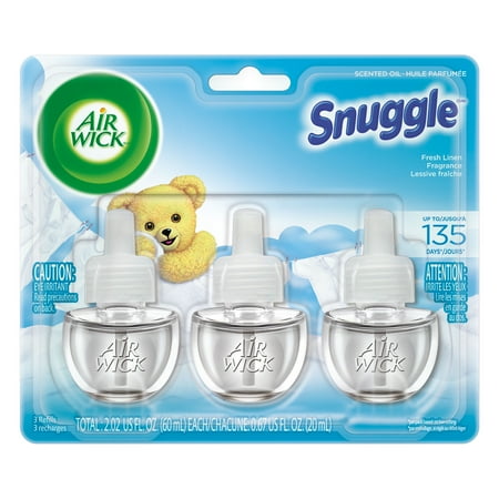 Air Wick Scented Oil 3 Refills, Snuggle Fresh Linen, (3X0.67oz), Air Freshener