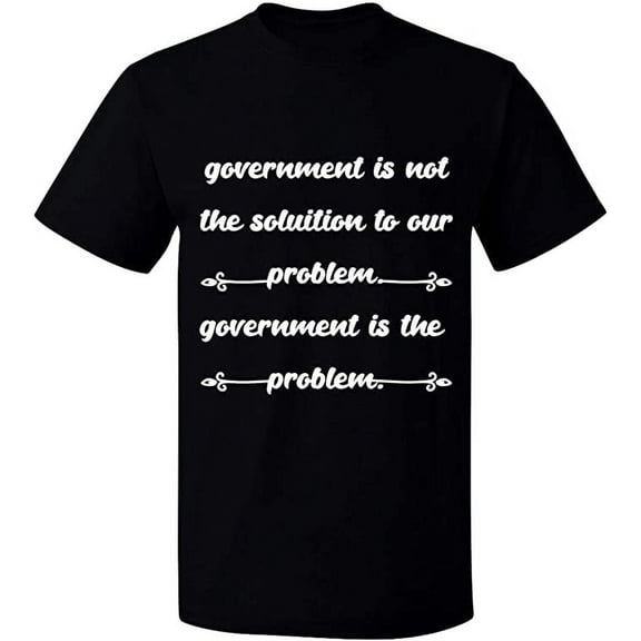 Unisex T-Shirt, Government is The Problem, Slim Fit, Short Sleeve Sweater - Black Small