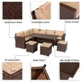 thumbnail image 4 of ALFRESCO 8-Piece Outdoor Rattan Dining Table and Chair Set - Brown Wood Grain Rattan, Khaki Cushions, Plastic Wood Surface, 4 of 9