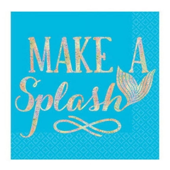 Mermaid 'Make a Splash' Iridescent Small Disposable Napkins (16 Count)