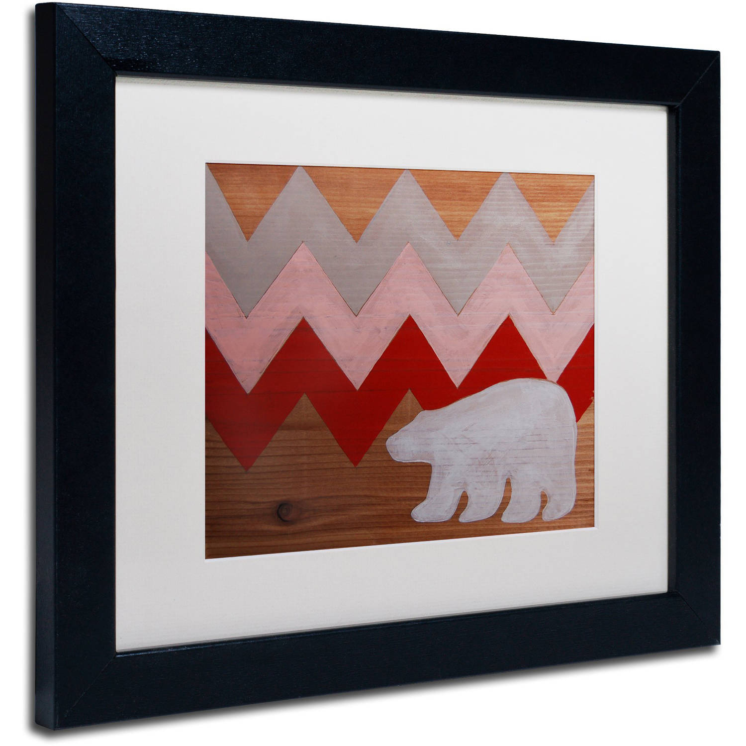 Trademark Fine Art "Polar Bear Red" Canvas Art by Nicole Dietz White Matte, Black Frame